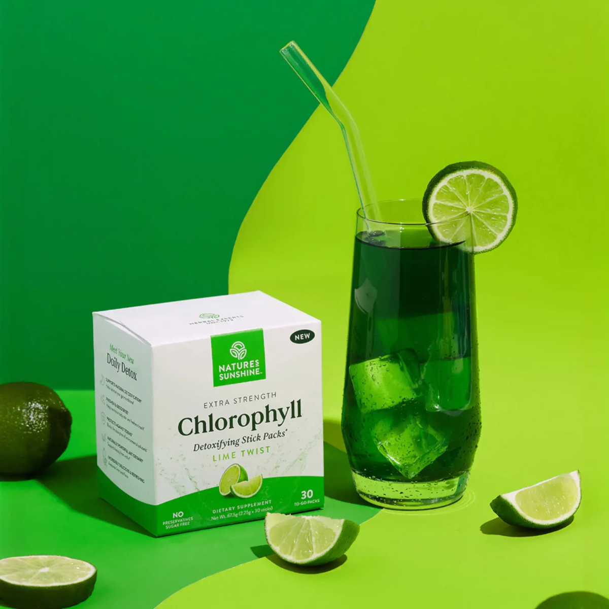 Chlorophyll in Lime-Flavored Sachets