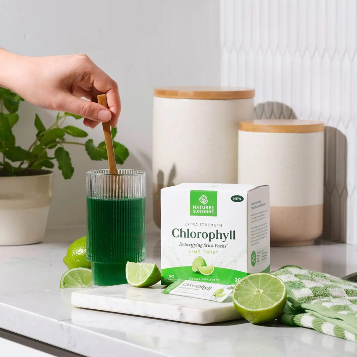 Chlorophyll in Lime-Flavored Sachets